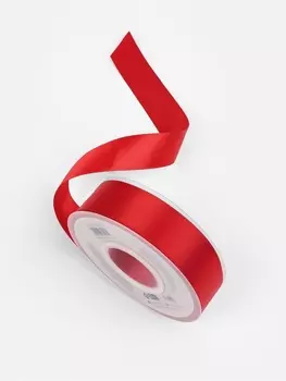 Лента атласная TEIRA, двухсторонняя, 25 мм, 25±1 м, красная №0250