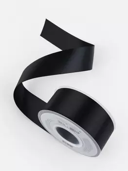 Лента атласная TEIRA, двухсторонняя, 38 мм, 25±1 м, чёрная №0030