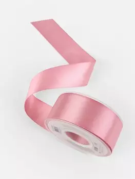 Лента атласная TEIRA, двухсторонняя, 38 мм, 25±1 м, розовая №158