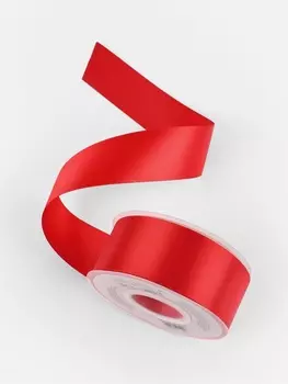 Лента атласная TEIRA, двухсторонняя, 38 мм, 25±1 м, красная №0250