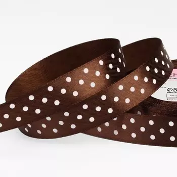 Лента атласная «Горох», 15 мм 23 ± 1 м, цвет коричневый №032