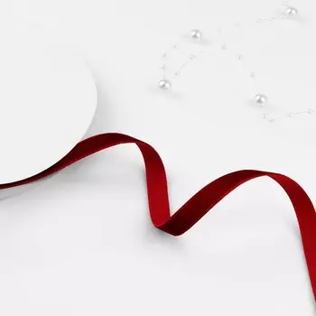 Лента бархатная, 10 мм, 18 ± 1 м, цвет бордовый №43