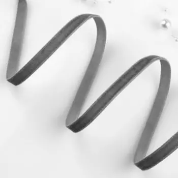 Лента бархатная, 6 мм, 18±1 м, серая №184