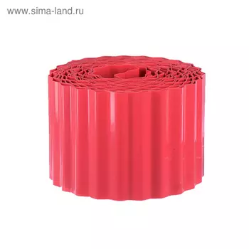 Лента бордюрная, 10 см9 м, толщина 0.6 мм, пластиковая, гофра, красная, Greengo