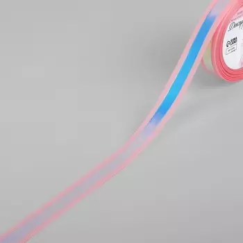 Лента декоративная, с голографией, 20 мм 9,1 ± 0,5 м, цвет розовый