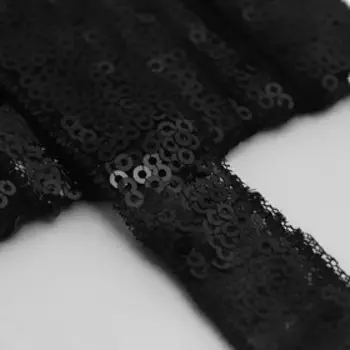 Лента декоративная с пайетками, 2 см, 4,5 ± 0,5 м, цвет чёрный