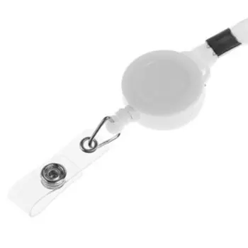 Лента для бейджа ширина-9 мм, длина-85 см с держателем-рулеткой 40 см и петлей на кнопке, серая