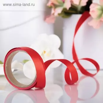 Лента для декора и подарков "Аспидистр", красный, тиснение, 2 см х 10 м