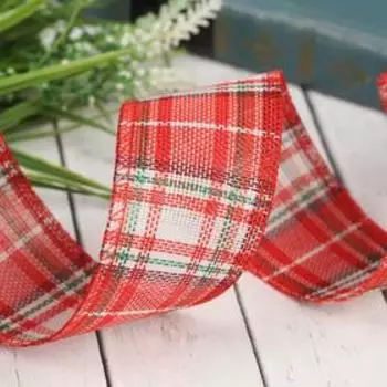 Лента текстильная «Клетка», 50 мм, 4,5 ± 0,5 м, цвет красный/белый