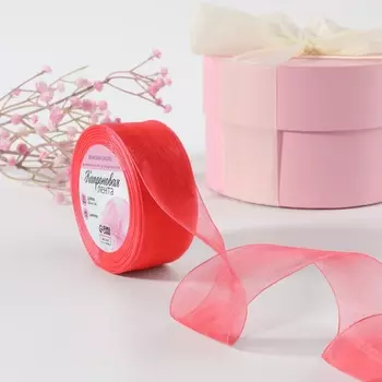 Лента капроновая, 40 мм, 20±1 м, коралловая, №129