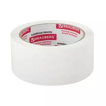 Лента клейкая BRAUBERG 440158, белая, 45 мкм, 48 мм х 66 м