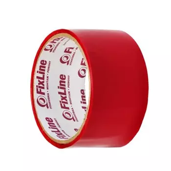 Лента клейкая FixLine, красная, 48 мм 16 м