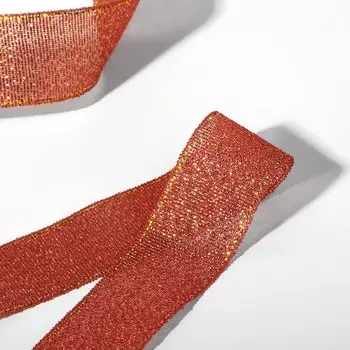 Лента парчовая, 20 мм, 23 ± 1 м, цвет бордовый №034