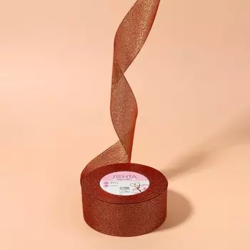 Лента парчовая, 40 мм, 23±1 м, бордовая №034