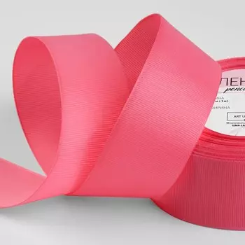 Лента репсовая, 40 мм, 23±1 м, розовая №25