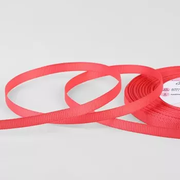 Лента репсовая, 6 мм, 23 ± 1 м, цвет коралловый №25