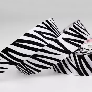 Лента репсовая «Зебра», 25 мм, 23±1 м, белая, чёрная