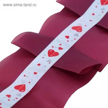 Лента "Волна", шёлк, 3 м, бордовая
