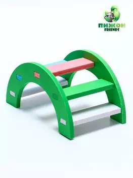 Лесенка для грызунов с цветными ступеньками, зеленый