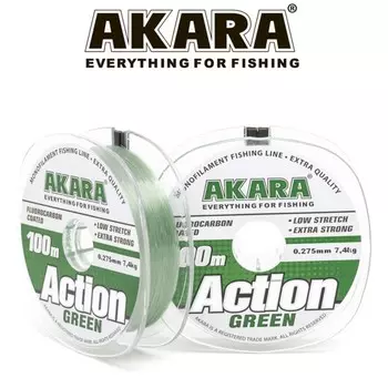 Леска Akara Action Mossgreen, диаметр 0.18 мм, тест 3.45 кг, 100 м, серо-зеленая