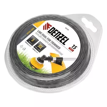 Леска для триммера двухкомпонентная DENZEL 96126, EXTRA CORD, квадрат, 3 мм х 15 м