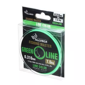 Леска монофильная ALLVEGA Fishing Master, диаметр 0.310 мм, тест 7.5 кг, 30 м, зеленая