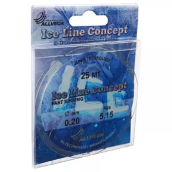 Леска монофильная ALLVEGA Ice Line Concept, диаметр 0.20 мм, тест 5.15 кг, 25 м, прозрачная
