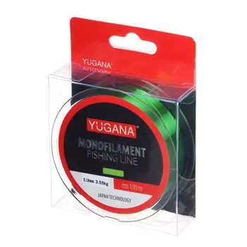 Леска монофильная YUGANA, диаметр 0.18 мм, тест 3.55 кг, 100 м, зелёная