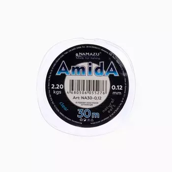 Леска Naмazu Aмida, диаметр 0.12 мм, тест 2.2 кг, 30 м, прозрачная, 1 шт.