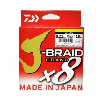 Леска плетеная DAIWA J-BRAID GRAND X8 0.22MM-135M YELLOW