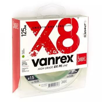 Леска плетёная Lucky John Vanrex х8 BRAID Fluo Green 125/020