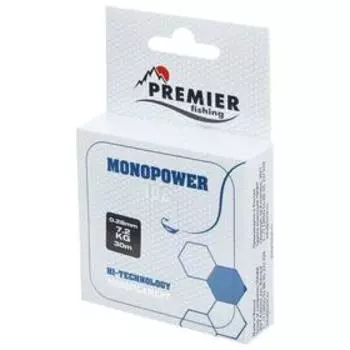 Леска PREMIER fishing MONOPOWER ICE, диаметр 0.28 мм, тест 7.2 кг, 30 м, нейлон, прозрачная