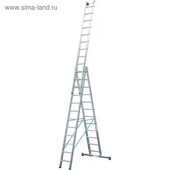 Лестница KRAUSE STABILO, трехсекционная, с траверсой, с доп. функцией, 14 ступеней
