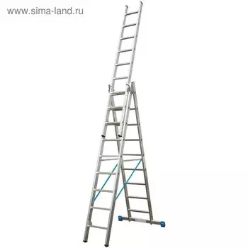Лестница KRAUSE STABILO, трехсекционная, с траверсой, с доп. функцией, 10 ступеней