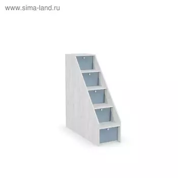 Лестница с ящиками Тетрис 308, 368х1157х1227, Дуб белый крафт/Капри синий