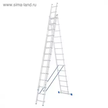Лестница шарнирная "Сибртех" 97824, алюминиевая, трехсекционная, 3х14 ступеней
