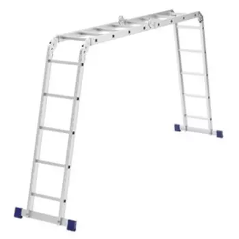 Лестница шарнирная "СИБРТЕХ" 97884, алюминиевая, 4х4х5 ступеней