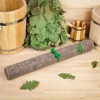 Коврик - лежак для бани и сауны с вышивкой «Банный рай», 18060 см, экофетр, войлок, тёмный, «Добропаровъ»