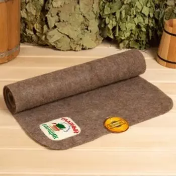 Коврик - лежак для бани и сауны с вышивкой «Главный банщик», 15050 см, войлок, тёмный, «Добропаровъ»