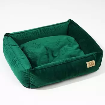 Лежанка для кошек и собак велюровая Pet Lab, 45 х 40 х 15 см, изумрудная