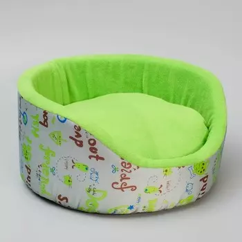Лежанка "Грин" круглая, оксфорд/флис/поролон, d= 37 см