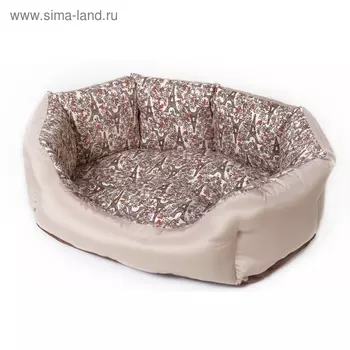 Лежанка манчестер "Париж в бежевом" №1, канвас, 49 х 45 х 16 см