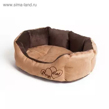 Лежанка манчестер "Сердца" №1, искусственная замша/велюр, 49 х 45 х 16 см, бежевый