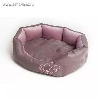 Лежанка манчестер "Сердца" №1, искусственная замша/велюр, 53 х 40 х 16 см, розовая