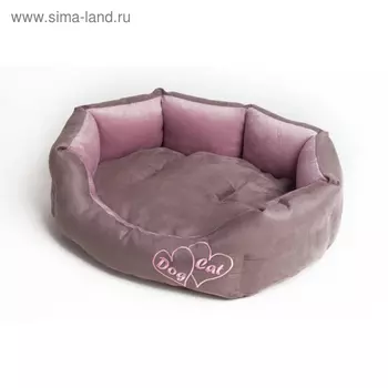 Лежанка манчестер "Сердца" №2, искусственная замша/велюр, 61 х 48 х 17 см, розовая