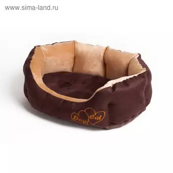Лежанка манчестер "Сердца" №2, искусственная замша/велюр, 61 х 48 х 17 см, коричневый
