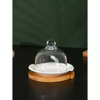 Лимонница BellaTenero, 12.59 см, на бамбуковой подставке, фарфор, стекло, белая