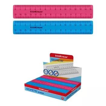 Линейка 15 см ErichKrause Bubble Gum, пластик, микс из 2 цветов, в коробке-дисплее, ароматизированный пластик