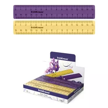 Линейка 15 см, ErichKrause Iris, в коробке-дисплее, МИКС
