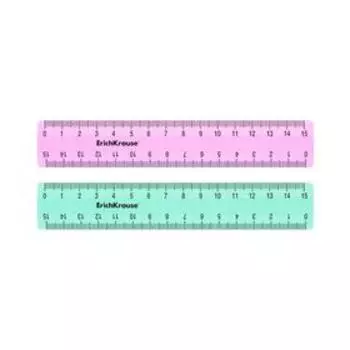 Линейка 15 см ErichKrause "Pastel Mint", в коробке-дисплее, микс из 2-х цветов